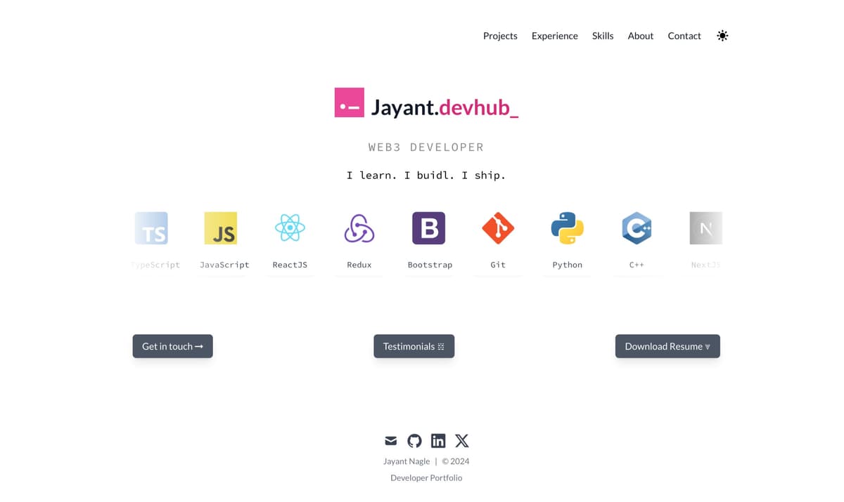 Jayant's Developer Portfolio